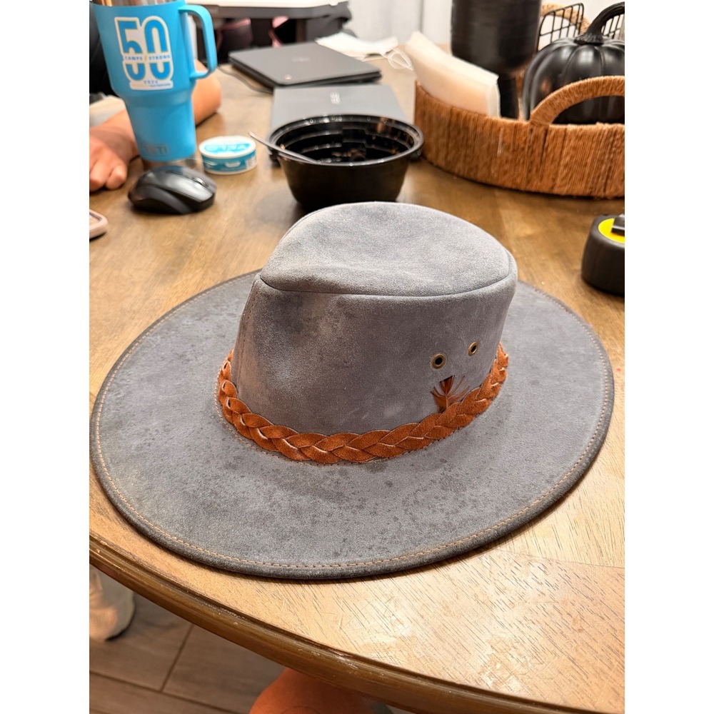 Country Leather The Aussie Bushman Grey Suede Outback Hat Made in Australia L